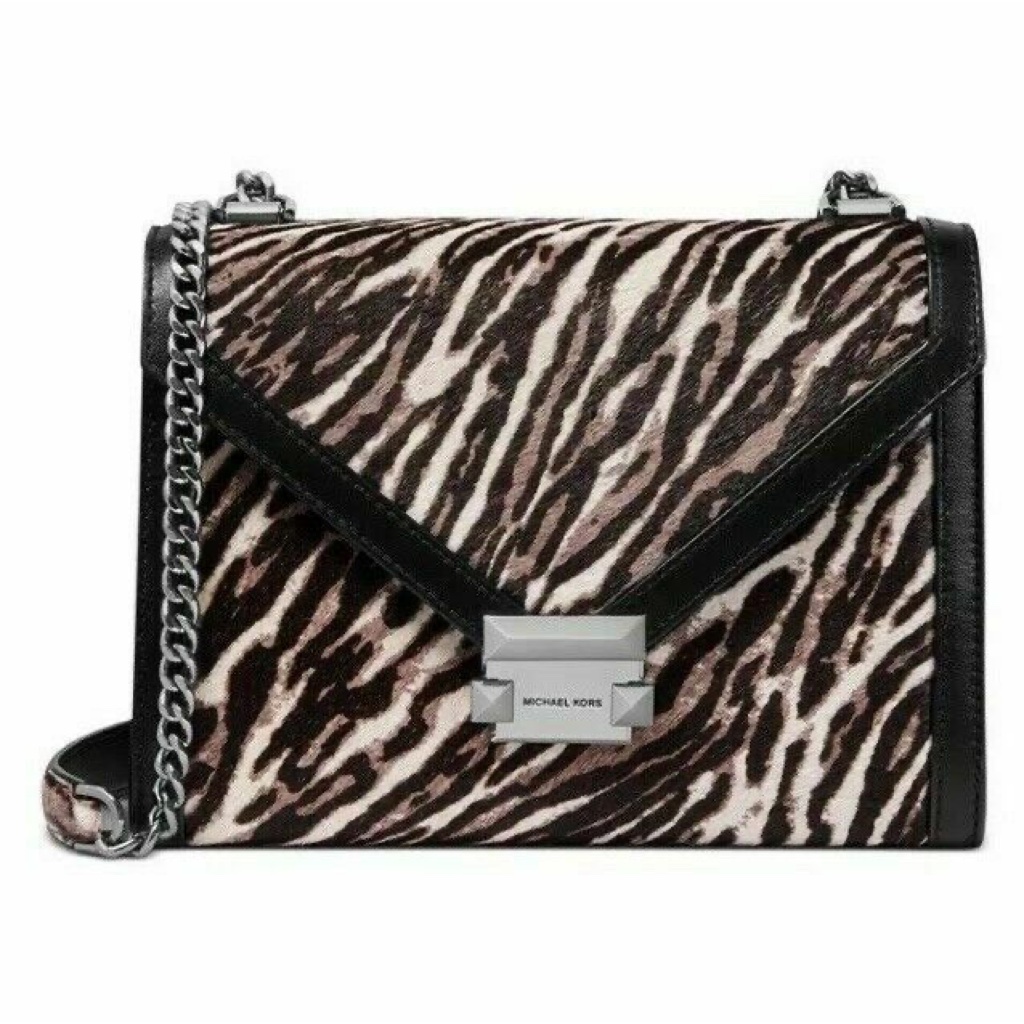Nwt Michael Kors Whitney Large Gunmetal Multi/Silver Shoulder Bag Original Pak